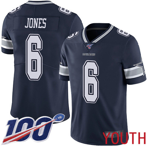 Youth Dallas Cowboys Limited Navy Blue Chris Jones Home 6 100th Season Vapor Untouchable NFL Jersey
